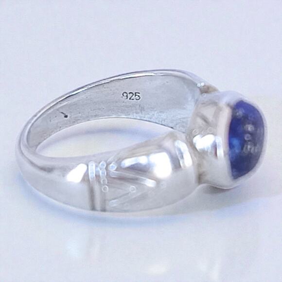 Vintage Sterling Silver Lapis Lazuli Blue Gemstone Ring Size 5.5 Stackable - Picture 5 of 9